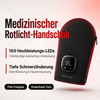 FREYARA Professionelles 80 LED Rotlicht- und Infrarot-Therapiehandschuh-Set (1 Paar) – Medizinische Vollflächen-Lichttherapie für Hände und Gelenke