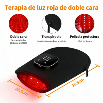 Alivia el dolor de manos y reduce la fatiga. Los guantes LED de grado médico 80 proporcionan una terapia completa con luz roja e infrarroja. 