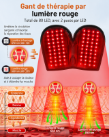 (un)Gant de luminothérapie médicale à 80 LED, couverture complète, lumière rouge et infrarouge