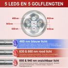 5LED Rood- & Blauwlichttherapieapparaat met Infraroodpuls – 5 Golflengten voor Pijnverlichting van Gewrichten en Spieren, Compact & Effectief Ontwerp, Roestvrij Staal
