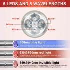 5LED Red & Blue Light Therapy Device with Infrared Pulse--for Joints & Muscles Pain Relief, Compact & Effective Design--Use 5 wavelengths, Stainless Steel Material