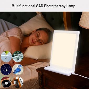 LED Happy Light 1.0 – Multifunktionale SAD-Lichttherapie-Lampe mit 10 beruhigenden Weißgeräuschen, 10000 Lux Sonnenlicht für Stimmungsaufhellung