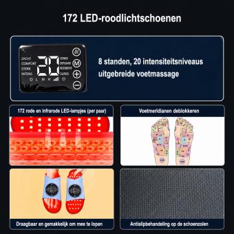 LED-FeetRepair P23 200LED Roodlicht- en Infraroodtherapie Schoenen – voor Verlichting van Voetpijn en Bevordering van de Bloedsomloop