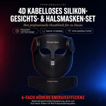 FREYARA LED FacialGlow 4D – Professionelle 8-Farben LED Lichttherapie Silikonmaske für Gesicht & Hals, Anti-Aging & Hautaufhellung, 400 LED-Lichtpunkte