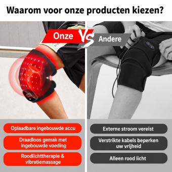 56LED Draadloze Roodlichttherapie Knieband met 3000mAh Batterij – Verlicht Artritispijn en Sportpijn