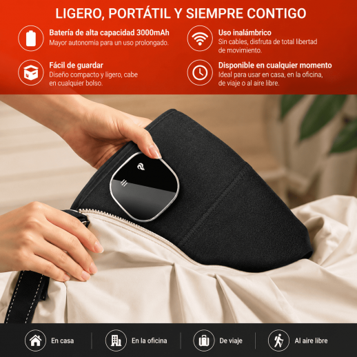 Rodillera de terapia de luz roja inalámbrica de 56 LED con batería de 3000 mAh para aliviar la artritis y el dolor deportivo.