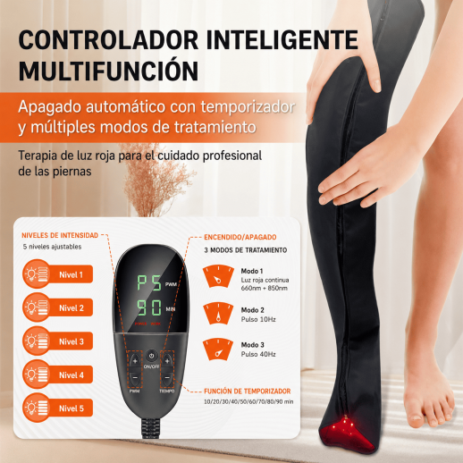 Botas de terapia de luz roja e infrarroja de grado médico con 528 LED para piernas y pies.