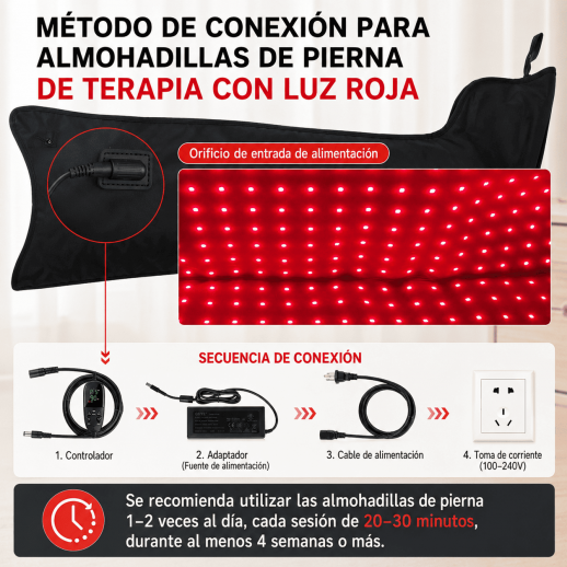Botas de terapia de luz roja e infrarroja de grado médico con 528 LED para piernas y pies.