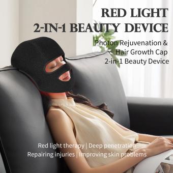 2-in-1 278LED Light Therapy Mask & Cap for Face & Hair,Professional 4-Wavelength LED Light Therapy for Face and Scalp Health