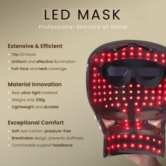 FREYARA Professional 8-Color 756LED Light Therapy Mask for Face and Neck Anti-Acne, Whitening & Anti-Aging at Home