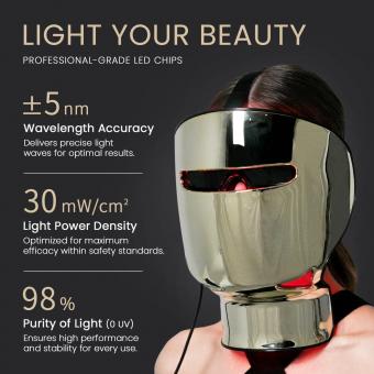 Masque de Luminothérapie LED Professionnel 8 Couleurs – 756 LED Masque LED pour le Visage et le Cou, Soin Anti-Imperfections, Éclat & Anti-Âge à Domicile