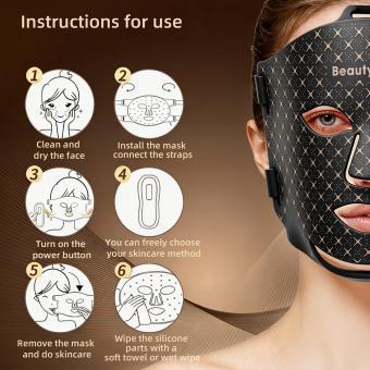 Mascarilla facial de silicona FREYARA Professional con terapia de luz LED de 8 colores para cobertura total del rostro y la mandíbula, antienvejecimiento, iluminadora, antiarrugas y antiacné.