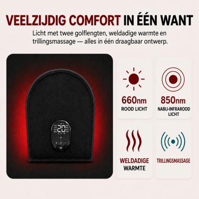 FREYARA LED-HandRepair 2.0 – Lichttherapiehandschoen met 78 leds, twee golflengten en vibratiemassage voor verlichting van diepliggende weefsels en polspijn