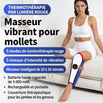 FREYARA Coussin de luminothérapie rouge & infrarouge 78 LED sans fil pour les mollets – avec vibration pour soulager les tensions musculaires, favoriser la récupération et le confort des jambes