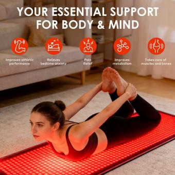 FREYARA 183*72cm Large 4-Color Full-Body Light Therapy Mat,1344 LEDs Light Therapy for Rejuvenate Skin, Pain Relief , Relax Muscles at Home