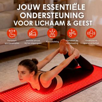FREYARA Grote 4-Kleuren Lichttherapiemat voor het Hele Lichaam 183 × 72 cm met 1344 LEDs – voor Huidverjonging, Pijnverlichting en Spierontspanning Thuis