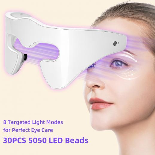 EMS Microcurrent 8-Color LED Light Therapy Eye Mask Beauty Instrument with Vibration for Eyes Puffiness, Dark Circles, Wrinkles, Crow’s Feet and Fine Lines