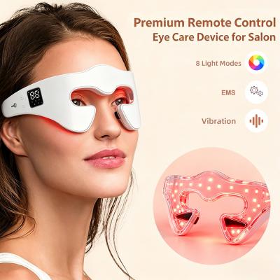 Mascarilla ocular de terapia de luz LED de 8 colores con microcorriente EMS, instrumento de belleza con vibración para tratar la hinchazón de los ojos, las ojeras, las arrugas, las patas de gallo y las líneas de expresión.
