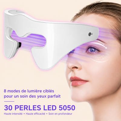FREYARA Masque LED Yeux EMS à microcourants avec luminothérapie LED 8 couleurs et vibration – réduit les poches, les cernes, les rides et les ridules