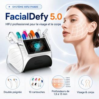 HIFU FacialDefy 5.0 – Appareil HIFU Professionnel pour le Visage et le Corps, Lifting, Raffermissement de la Peau et Anti-Âge, Idéal pour la Maison et le Salon