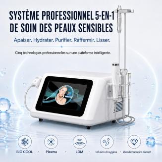 Appareil professionnel de beauté 5-en-1 pour peaux sensibles – apaise rapidement les rougeurs, les sensations de brûlure et les picotements, raffermit, hydrate et calme les inflammations