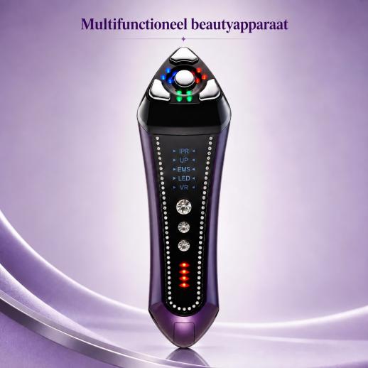 Multifunctioneel 5-in-1 Draadloos Anti-Aging Schoonheidsapparaat met IPR, EMS, LED en Vibratie – voor Gezichtslifting, Huidversteviging, Acnevermindering en Rimpelreductie