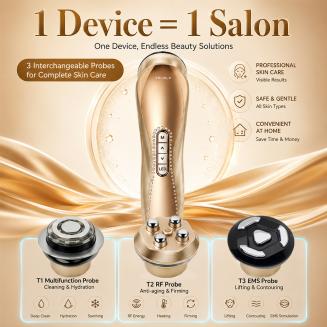 FREYARA Ultimate At-Home RF + EMS + LED Triple-Tech Anti-Aging Facial Beauty Device for Erase Wrinkles, Lift, Tighten, Firming, Skin Glow