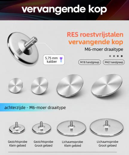 448 kHz Body Sculpting Opzetkoppen Set van 8 – 4 Keramische Koppen en 4 Metalen Koppen