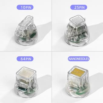 Gold-RF-Microneedling-Aufsatz, Set aus vier: 1 * 10Pin, 1 * 25Pin, 1 * 64Pin, 1 * Nanoneedling-Aufsatz