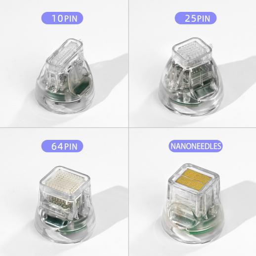 Gold-RF-Microneedling-Aufsatz, Set aus vier: 1 * 10Pin, 1 * 25Pin, 1 * 64Pin, 1 * Nanoneedling-Aufsatz