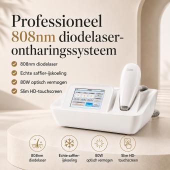 LASER Hair Removal 808 Professioneel 80W 808nm Diodelaserapparaat voor Permanente en Pijnloze Ontharing met Ice-Cooling – Gouden Lasergolflengte