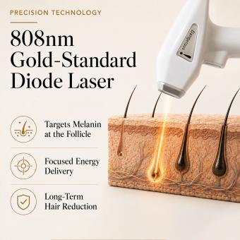 LASER - Hair Removal 808,Professional 80W Ice-Cooling Laser Hair Removal,808nm Gold Wavelength Laser.Painless & Permanent