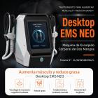 Dispositivo para modelar el cuerpo EMS NEO, con dos mangos y un diseño compacto de sobremesa para uso doméstico. 