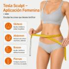 Dispositivo para modelar el cuerpo EMS NEO, con dos mangos y un diseño compacto de sobremesa para uso doméstico. 