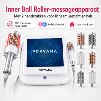 Inner Ball Roller Massageapparaat met 2 Handstukken – Compressie- en Microvibratietherapie met Rood & Blauw LED-licht voor Lichaamscontouring, Lymfedrainage, Cellulitevermindering, Spierontspanning en Huidversteviging