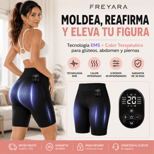 FREYARA EMS-BodyFirming J12, Pantalones EMS Moldeadores con Calor – Reafirma Glúteos, Abdomen y Muslos Sin Cambiar Tu Rutina Diaria  Subtítulo