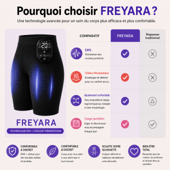 EMS-BodyFirming J12 – Short de sculpture combinant EMS & TENS, 8 modes avec chaleur, effet liftant, raffermissant et renforcement de la sangle abdominale