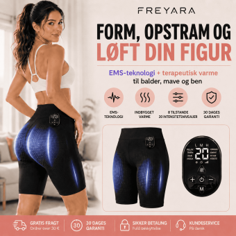 FREYARA EMS-BodyFirming J12, EMS & TENS Dual-Pulse Sculpting Shorts, 8 tilstande & varme for synligt løft, opstramning & styrkelse af kernemuskulaturen