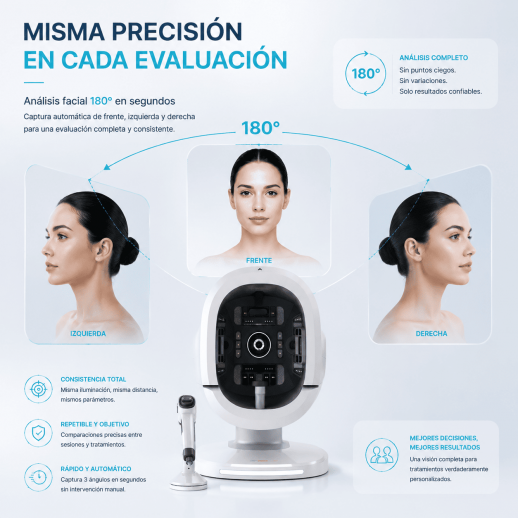 Máquina de análisis facial inteligente K33 para la piel: 8 modos de imagen espectral | Captura con 3 cámaras de 180° | Pantalla de 15,6 pulgadas | Más de 30 indicadores de piel | Algoritmos personalizados para todos los tonos de piel | Microscopio portáti