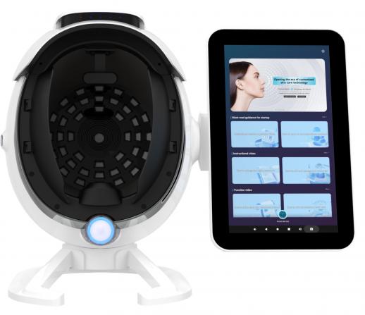 A6 AI Huidtester – Gezichtshuidanalysator met 8 spectrale beeldvormingstechnieken en meer dan 30 detectiedimensies, 24-in-1 huidverzorgingsapparaat, Baumann huidtypeclassificatie, 15,6 inch scherm