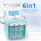 Dispositivo profesional seis en uno para el rejuvenecimiento facial hidratante, que integra microdermoabrasión, lifting biofacial, hidratación e infusión de hidrooxígeno, diseñado específicamente para el cuidado de la piel y los tratamientos de belleza.