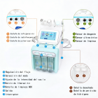 Dispositivo profesional seis en uno para el rejuvenecimiento facial hidratante, que integra microdermoabrasión, lifting biofacial, hidratación e infusión de hidrooxígeno, diseñado específicamente para el cuidado de la piel y los tratamientos de belleza.