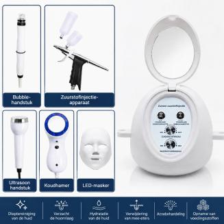 HOBA - FacialClean 5-in-1 Hydraterend Gezichts- en Poriënreinigingsapparaat met Kleine Bubbels – Uitgebreid Huidmanagement, Mee-eterverwijdering en Seruminfusie voor Professionele Sparesultaten Thuis