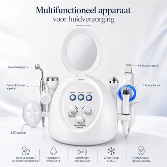HOBA - FacialClean 8-in-1 Hydraterend Gezichts- en Poriënreinigingsapparaat met Kleine Bubbels – Uitgebreid Huidmanagement, Mee-eterverwijdering en Seruminfusie voor Professionele Sparesultaten Thuis