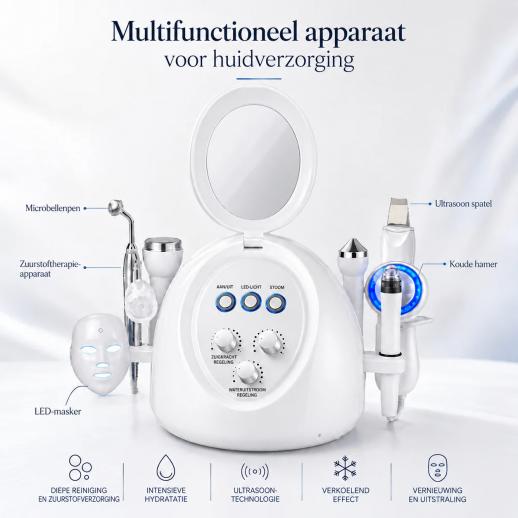 HOBA - FacialClean 8-in-1 Hydraterend Gezichts- en Poriënreinigingsapparaat met Kleine Bubbels – Uitgebreid Huidmanagement, Mee-eterverwijdering en Seruminfusie voor Professionele Sparesultaten Thuis
