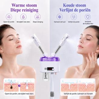 FREYARA Professionele Dubbele Arm Warme & Koude Gezichtsstomer voor Thuis-Spa – Diepe Poriënreiniging, Poriënverfijning, Huidverbetering, Stralende Huid en Hydratatie