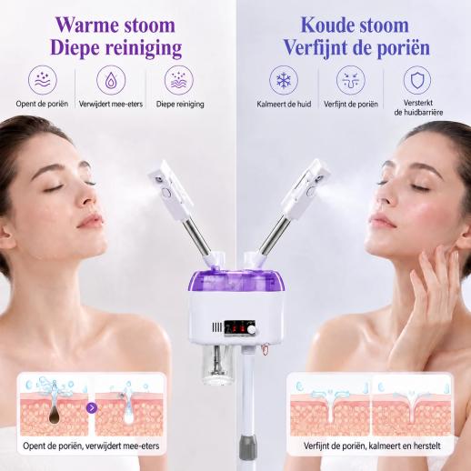 FREYARA Professionele Dubbele Arm Warme & Koude Gezichtsstomer voor Thuis-Spa – Diepe Poriënreiniging, Poriënverfijning, Huidverbetering, Stralende Huid en Hydratatie