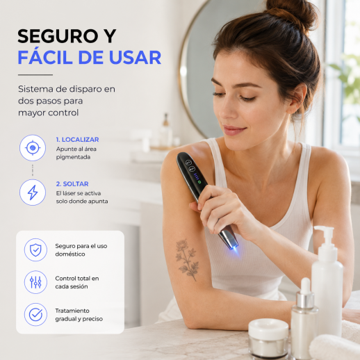 LÁSER FacialPure LS008, Láser de picosegundos de uso doméstico con posicionamiento de luz azul, ideal para eliminar pecas, tatuajes de cejas, tatuajes y pigmentación.