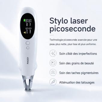 LASER FacialPure Pro – Stylo laser picoseconde sans fil pour usage domestique avec ciblage à lumière bleue, atténue tatouages et taches brunes