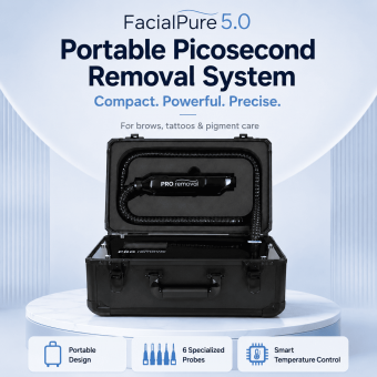 LASER FacialPure 5.0, Brilliant Black Technology Small Suitcase Laser Picosecond Machine, Painless, Non-Invasive Tattoo & Eyebrow Removal
